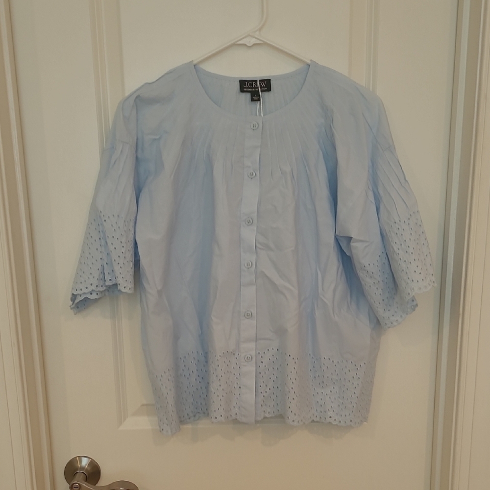J. Crew Light Blue Blouse With Beautiful Details